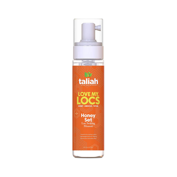 Taliah Waajid Love My Locs Honey Set loc setting mousse for natural hair in orange pump bottle