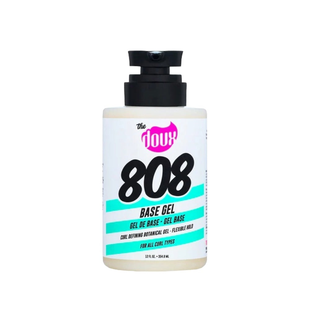 The Doux 808 Base Gel for all curl types, featuring curl defining base gel for enhanced hair definition
