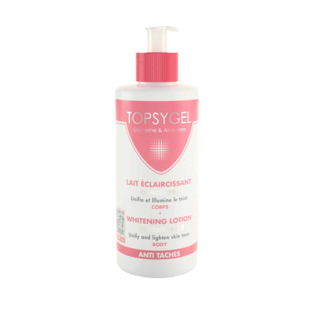 TOPSYGEL pink and white pump bottle lightening body lotion for dark skin with glycerine and aloe vera