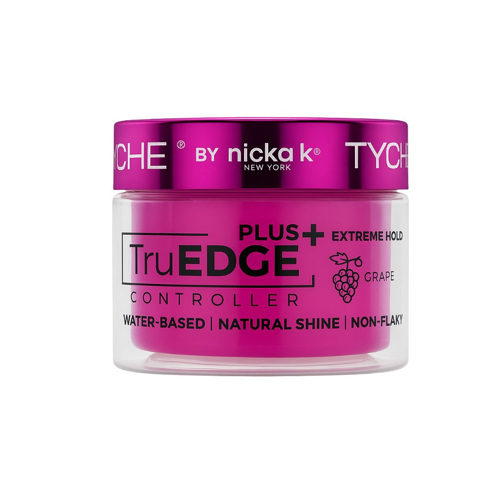 Nicka K TruEDGE grape water based jar of extreme hold edge control gel for sleek natural shine