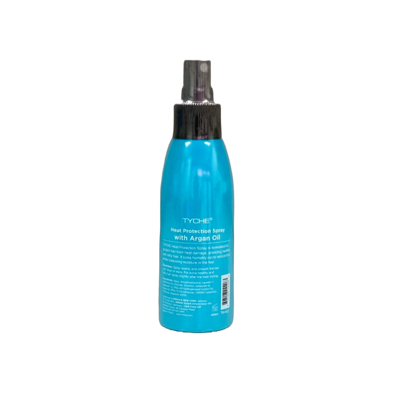 Nicka K hair care heat protection spray with argan oil in turquoise spray bottle for styling protection