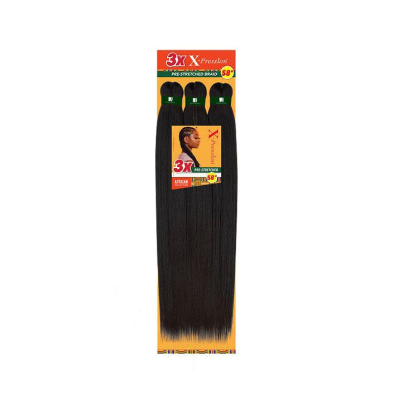 Sensationnel pre-stretched braiding hair 58 inch black straight braids pack