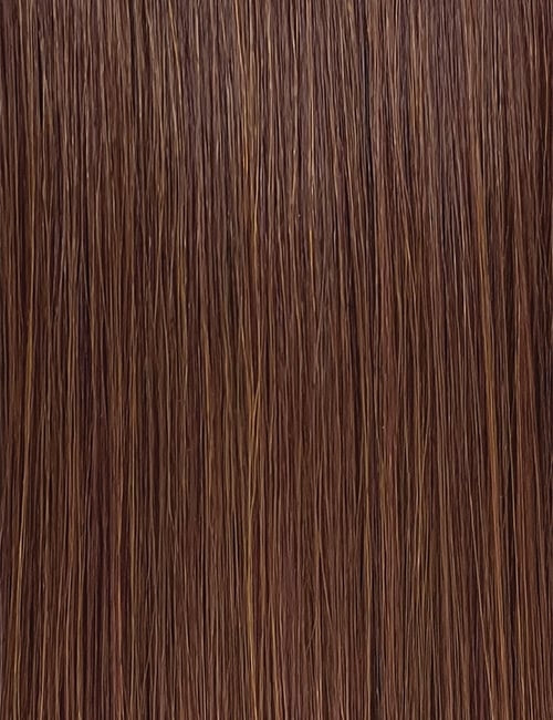OUTRE synthetic hair wig 16 inch straight chestnut brown smooth strands close up for styling