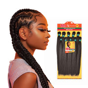 Sensationnel pre-stretched braiding hair 48 inch with long black braids and smooth texture