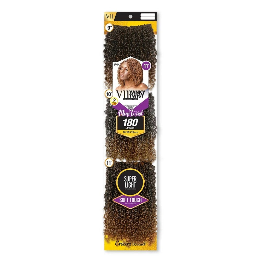 ROYAL IMEX yanky twist crochet hair braid pack with 180 super light soft touch strands in ombre brown shades