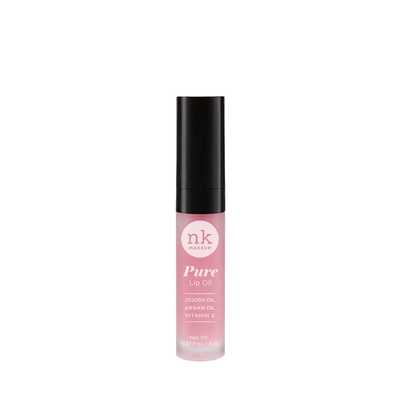 NICKA K Pure Lip Oil with jojoba oil argan oil and vitamin E in pink packaging