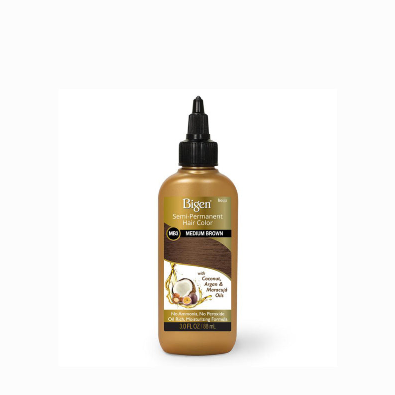 Bigen semi-permanent hair color medium brown bottle with coconut argan and maracuja oils