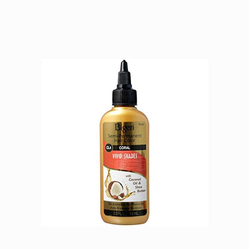 Bigen semi-permanent hair color Coral shade with coconut oil and shea butter in a 3 fl oz bottle