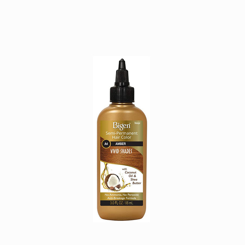 Bigen semi-permanent hair color in amber shade with coconut oil and shea butter for hair care