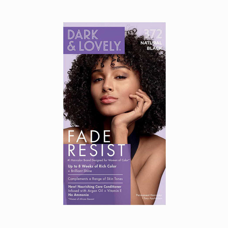 Dark and Lovely hair color kit 372 Natural Black with nourishing conditioner and argan oil
