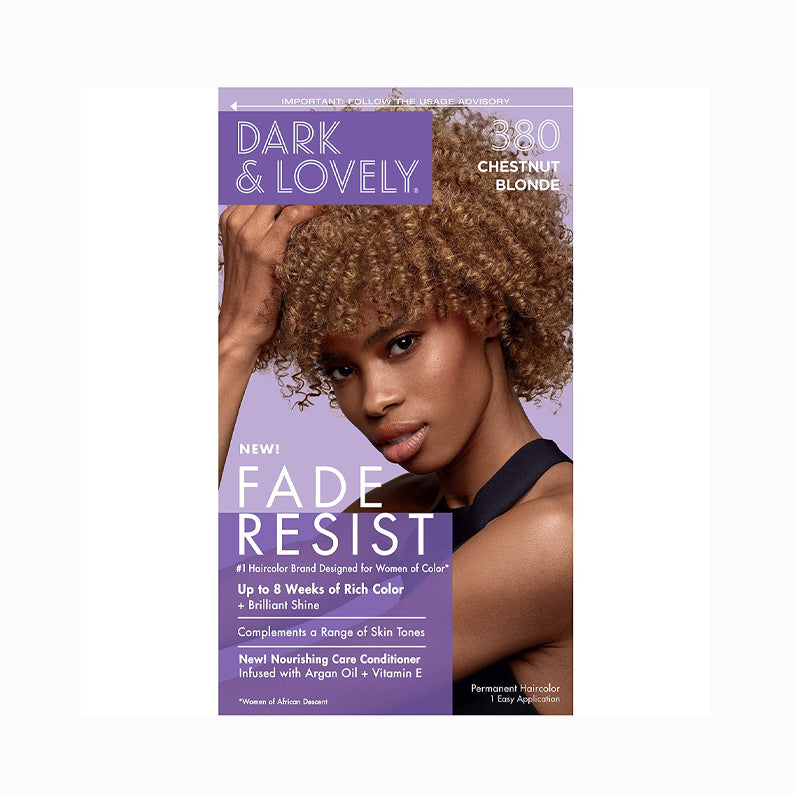 Dark and Lovely hair color kit in chestnut blonde with nourishing care conditioner for rich color