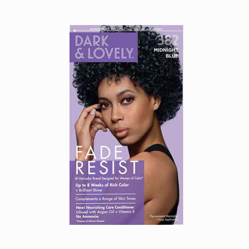 Dark and Lovely hair color kit fade resist 382 midnight blue for rich color and nourishing care
