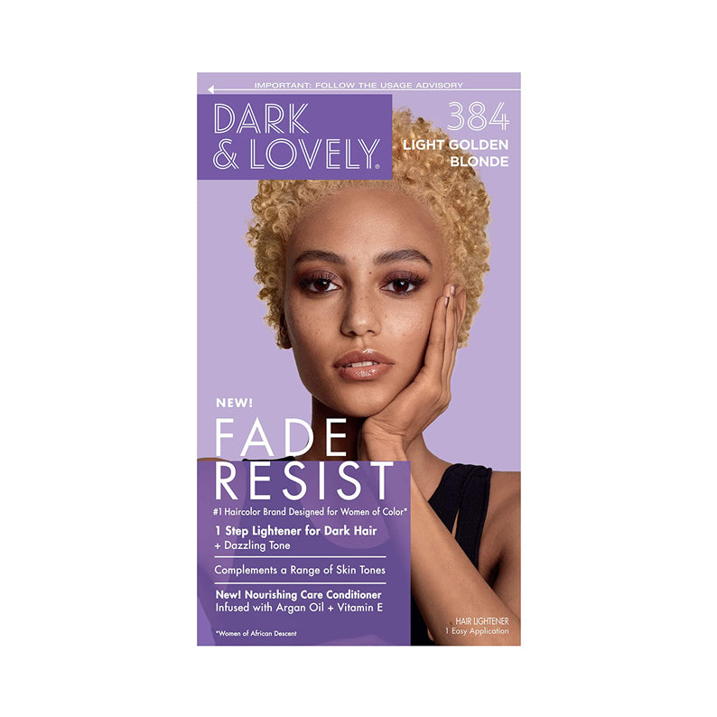 Dark and Lovely hair color kit Light Golden Blonde 384 fade resist with nourishing conditioner