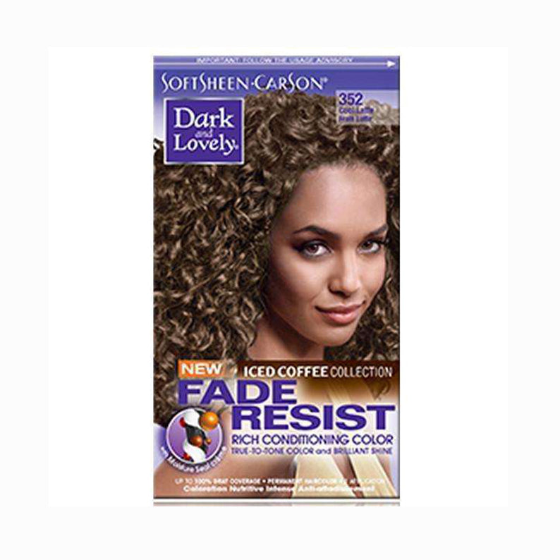 Dark and Lovely hair color kit Fade Resist in Iced Coffee for rich conditioning and vibrant curls