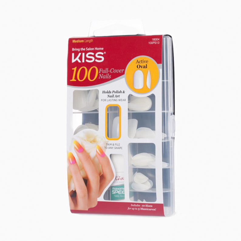 [Kiss] Acrylic Plain Nails 100 Tips - 100Ps13 Active Oval - Makeup