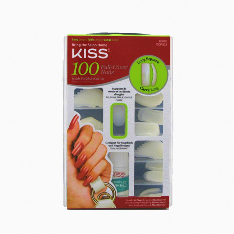 [Kiss] Acrylic Plain Nails 100 Tips - 100Ps23C Long Square - Makeup
