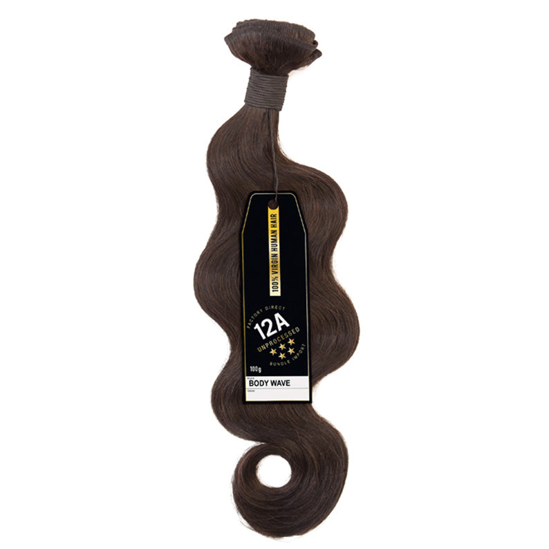 Sensationnel 12A virgin remi hair extensions body wave in dark brown with natural shine