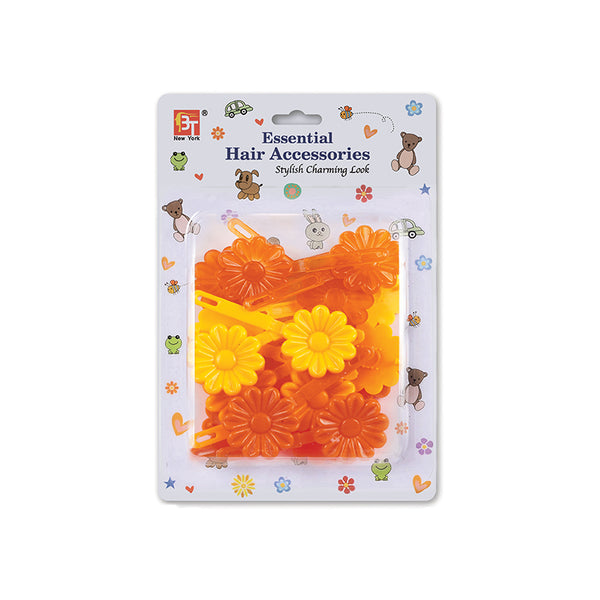 BEAUTY TOWN orange plastic daisy flower hair barrettes for girls pack of 8 cute toddler clips