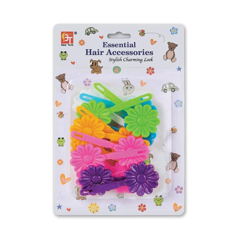 BEAUTY TOWN colorful hair barrettes for girls bright flower clip set in assorted neon colors for kids
