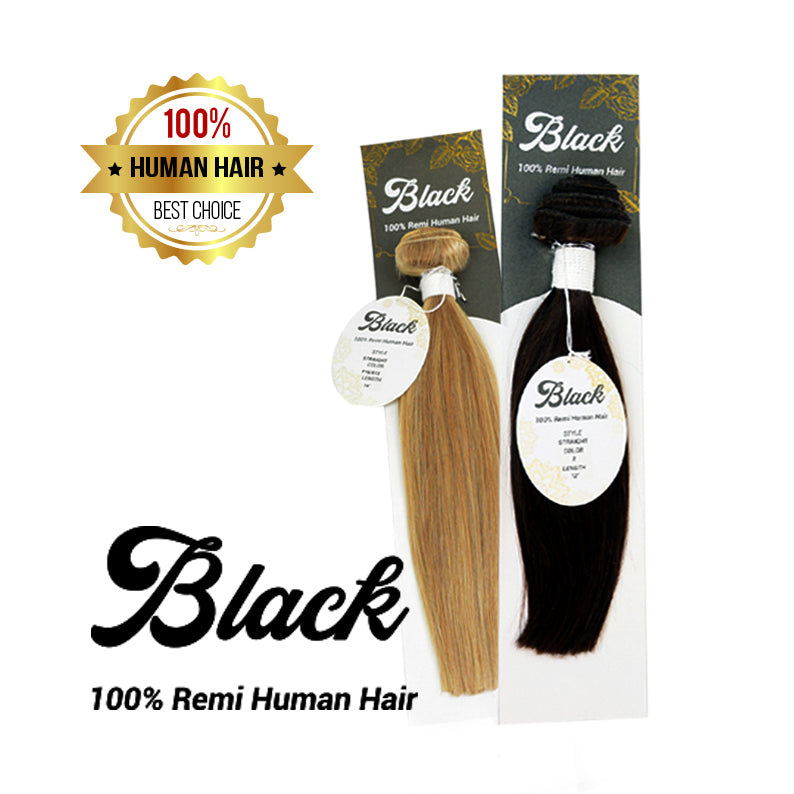 BLACK Straight 100% Human Hair Weave