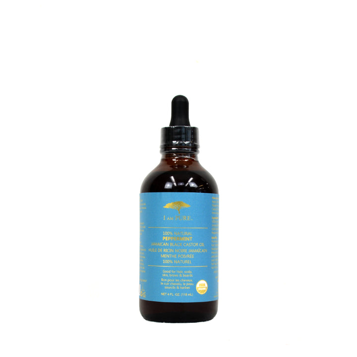 I AM PURE 100% Natural Jamaican Black Castor Oil [PEPPERMINT] 4OZ