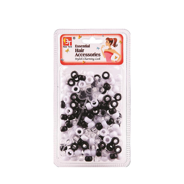 Perles pour cheveux BEAUTY TOWN [NOIR, BLANC, TRANSPARENT] #07624