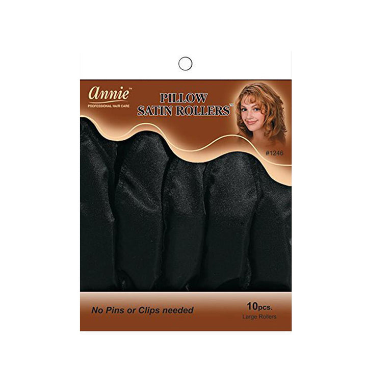 ANNIE #01246 Pillow Satin Roller 10ct [LARGE] [BLACK]