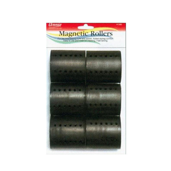 ANNIE #01360 Magnetic Rollers 2 1/2" Diameter 6ct [BLACK]