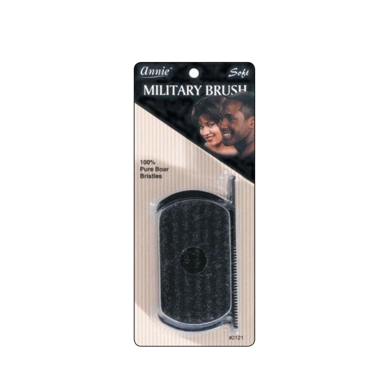 #02121 Brosse militaire en bois tendre 100 % poils de sanglier naturels avec peigne 4,8"