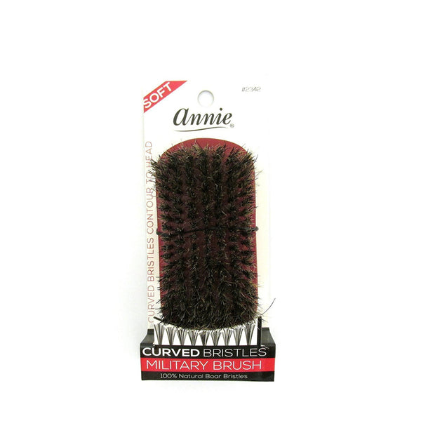 ANNIE #02342 100%Pure Boar Curved Bristles Soft Military Brush [ASSORTED COLOR]