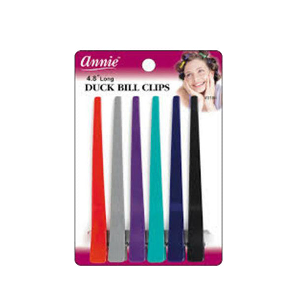 ANNIE #03186 Plastic Duck Bill Clips 4.8" 6ct [ASSORTED COLOR]