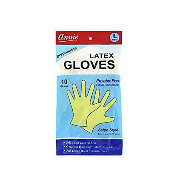 Gants en latex ANNIE #03847 sans poudre, lot de 10 [grand]