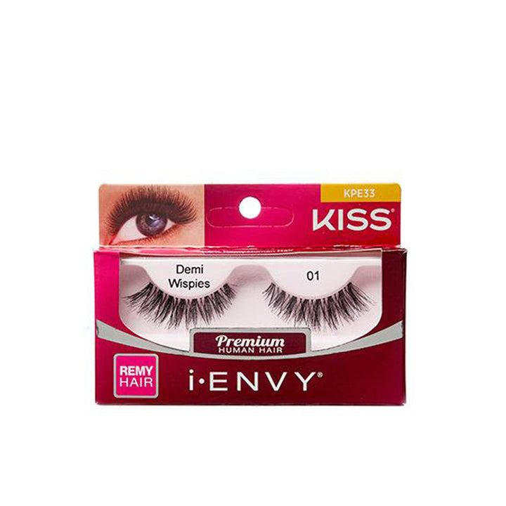 KISS iENVY Premium Human Hair Lashes #KPE33  DEMI WISPIES 01