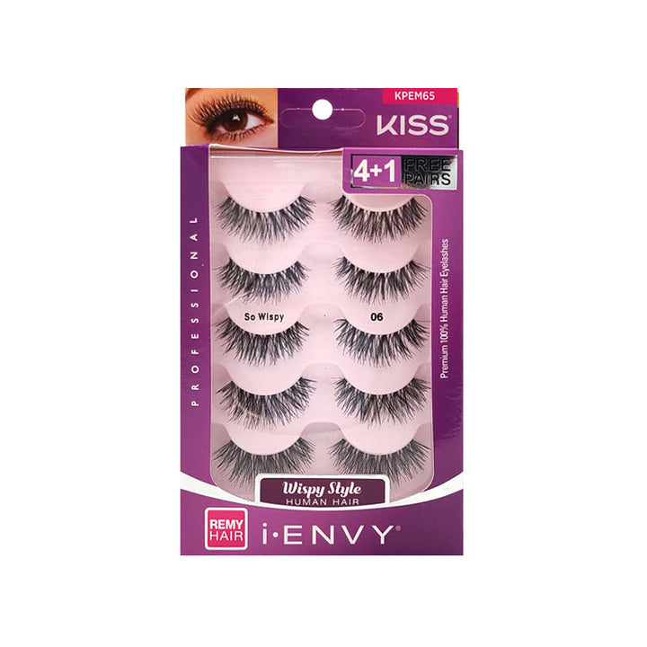 KISS iENVY Premium Human Hair Lashes Multi Pack #KPEM65 SO WISPY 06