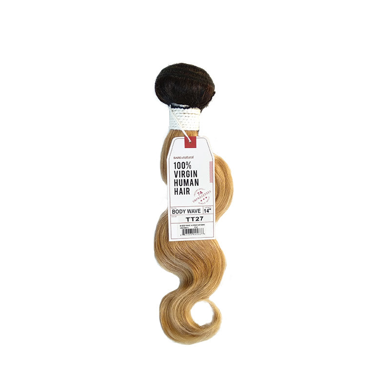 Sensationnel 7A virgin remy hair extensions in body wave style with light brown ombre color