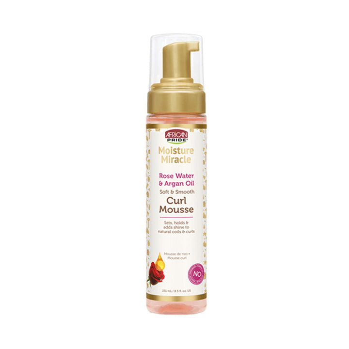 African Pride Moisture Miracle Rose Water & Argan Oil Soft & Smooth Curl Mousse 8.5oz