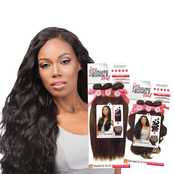 SENSATIONNEL BARE & NATURAL Lace Closure + Bundle Deal Body Wave