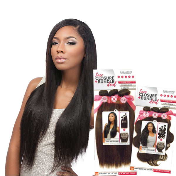 SENSATIONNEL BARE & NATURAL Lace Closure + Bundle Deal Straight