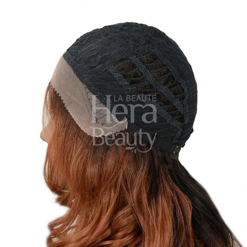 SENSATIONNEL Empress Shear Muse Kanesha lace front wig with auburn ombre waves and visible lace cap