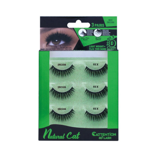 EBIN Cattitude 3D Lashes 3 Pairs Natural Cat #Rex