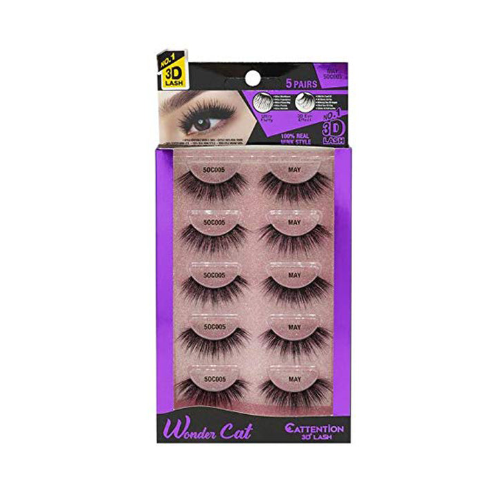 EBIN Cattitude 3D Lashes 5 Pairs Wonder Cat - May