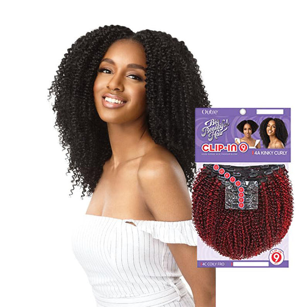 OUTRE Human Hair Blend Big Beautiful Hair Clip In 9pcs 4A KINKY CURLY 10"