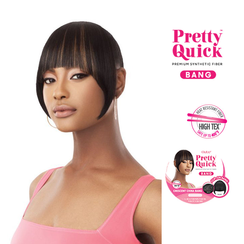 OUTRE crescent china bang wig sleek short synthetic hair with blunt bangs and crescent side pieces