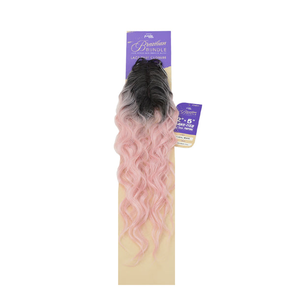 OUTRE Premium Purple Pack Tissage Brésilien Dentelle Part Closure 2"x5" Dentelle nouée à la main NATURAL WAVE 18"