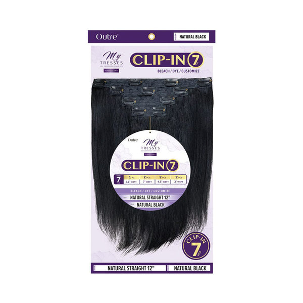 OUTRE MYTRESSES Purple Label 100 % cheveux humains non traités 7 pièces Clips naturels raides