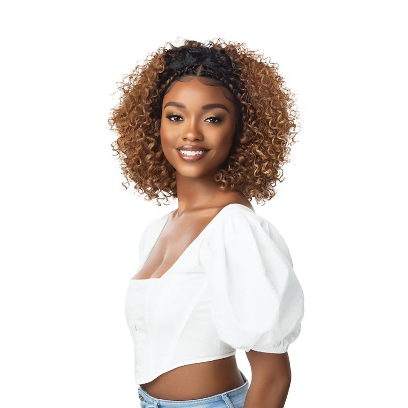 LACE FRONTAL PRE-BRAIDED Synthetic Hair 13X2 Lace Frontal Wig HALO STITCH BRAIDS 14"