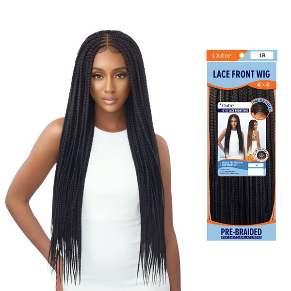 OUTRE 4X4 LACE FRONT PRE-BRAIDED Synthetic Hair 4X4 Lace Front Wig MIDDLE PART FEED-IN BOX BRAIDS 36"