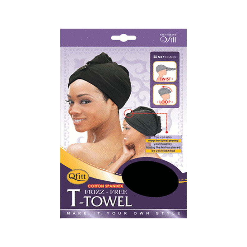 Serviette en T M&amp;M Qfitt en coton et élasthanne anti-frisottis [Noir] #537