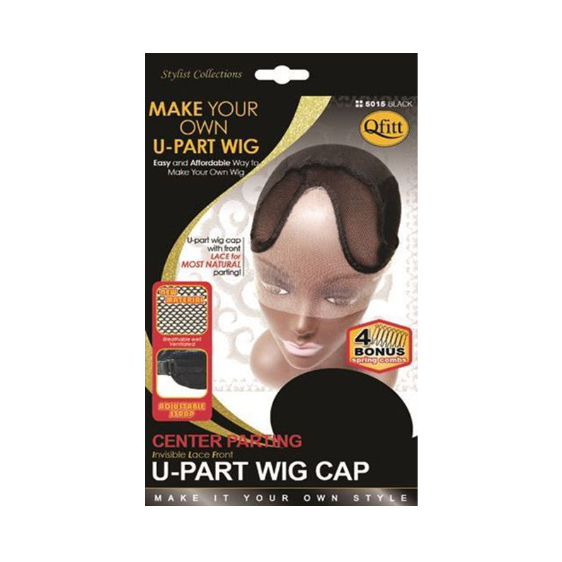 M&M QFITT Invisible Lace Front U-Part Wig Cap [CENTER PARTING] [BLACK] #5015