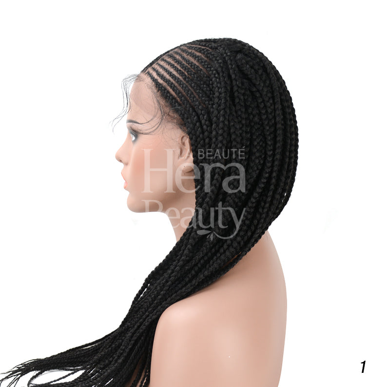 New 30 Cornrow Braided 4 Braids Wig Lace Frontal with Baby Hair